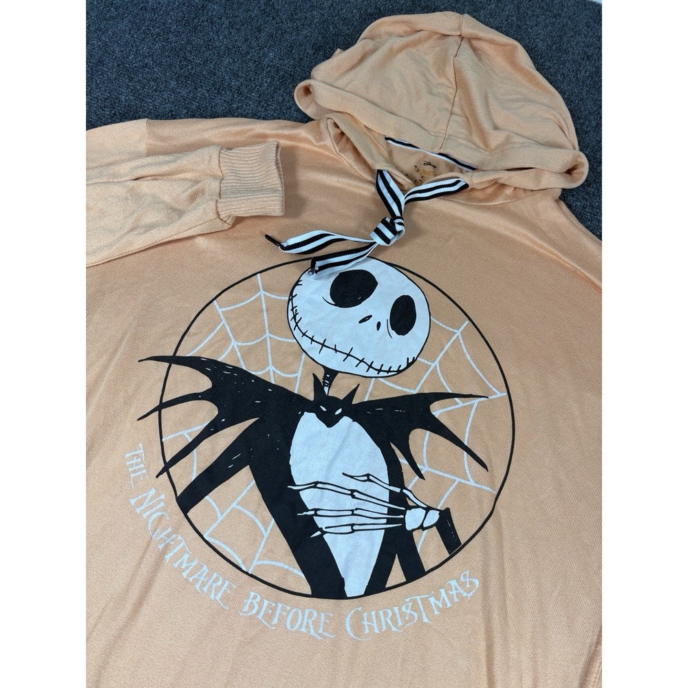 Disney The Nightmare Before Christmas Sz S Hoodie Over Sized Sleep Shirt Orange